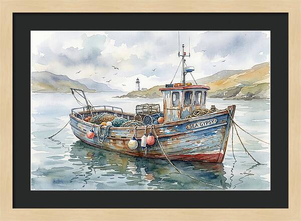 Tranquil Waterscape With Fishing Boat