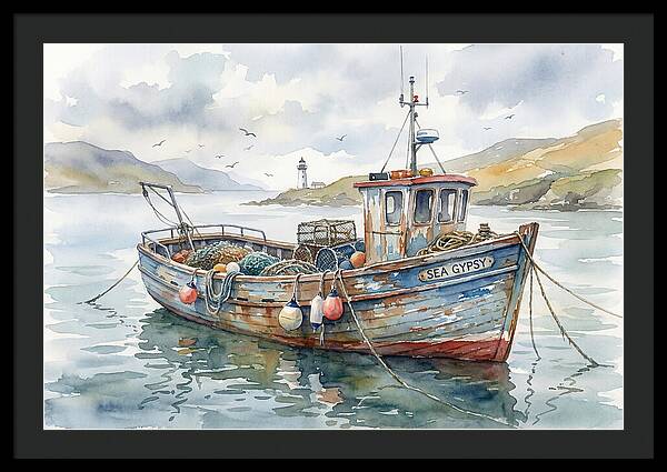 Tranquil Waterscape With Fishing Boat