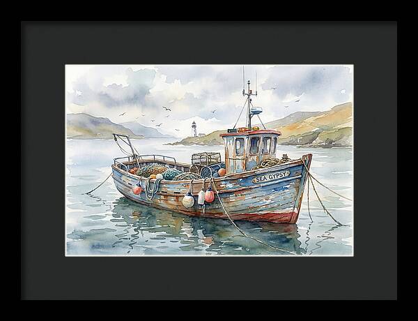 Tranquil Waterscape With Fishing Boat