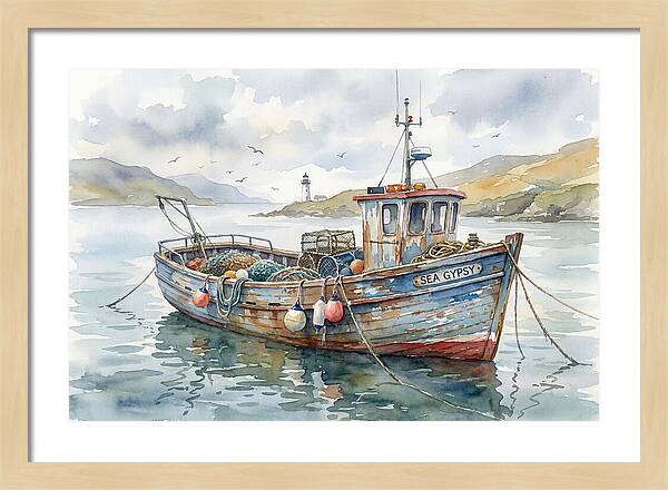Tranquil Waterscape With Fishing Boat
