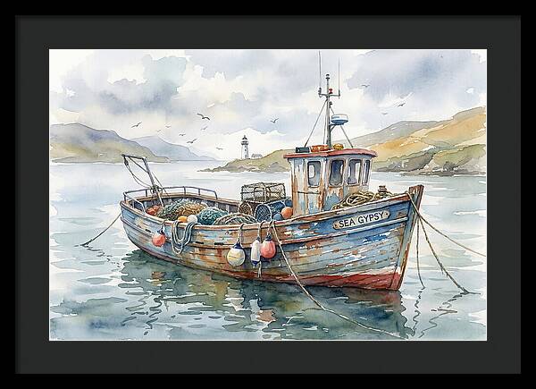Tranquil Waterscape With Fishing Boat