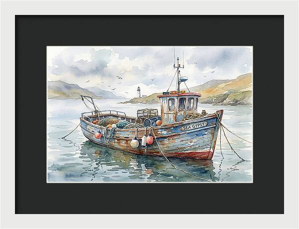 Tranquil Waterscape With Fishing Boat