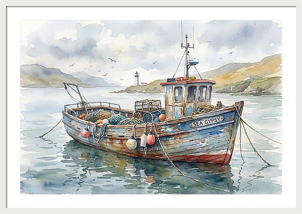 Tranquil Waterscape With Fishing Boat