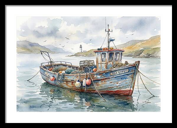 Tranquil Waterscape With Fishing Boat
