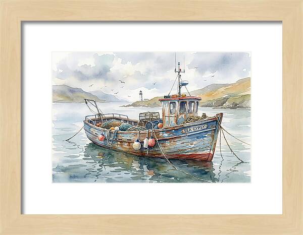 Tranquil Waterscape With Fishing Boat