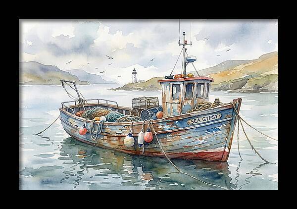 Tranquil Waterscape With Fishing Boat
