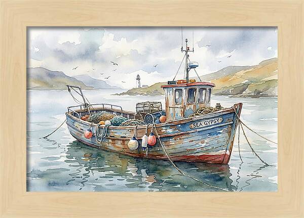Tranquil Waterscape With Fishing Boat