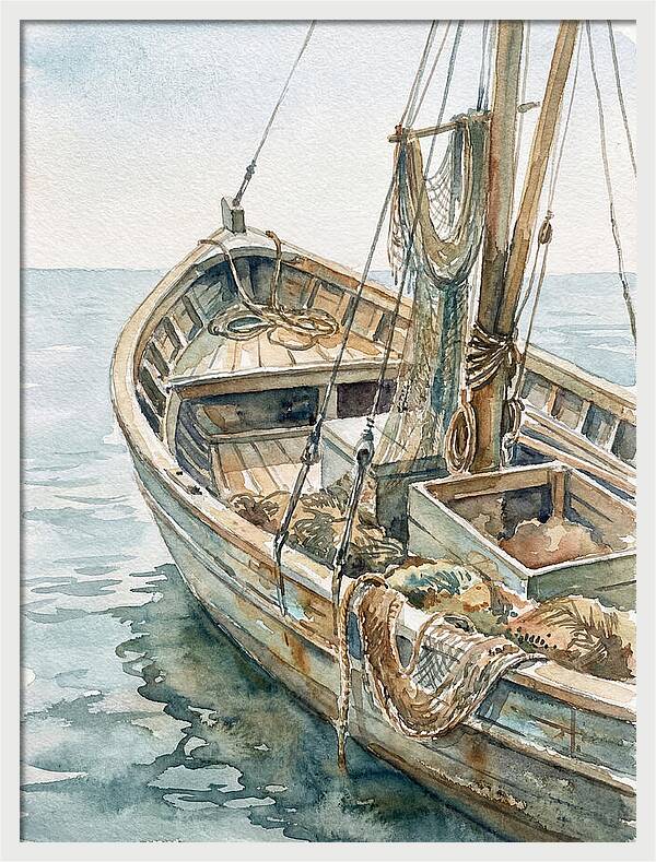 Tranquil Waterside Fishing Boat