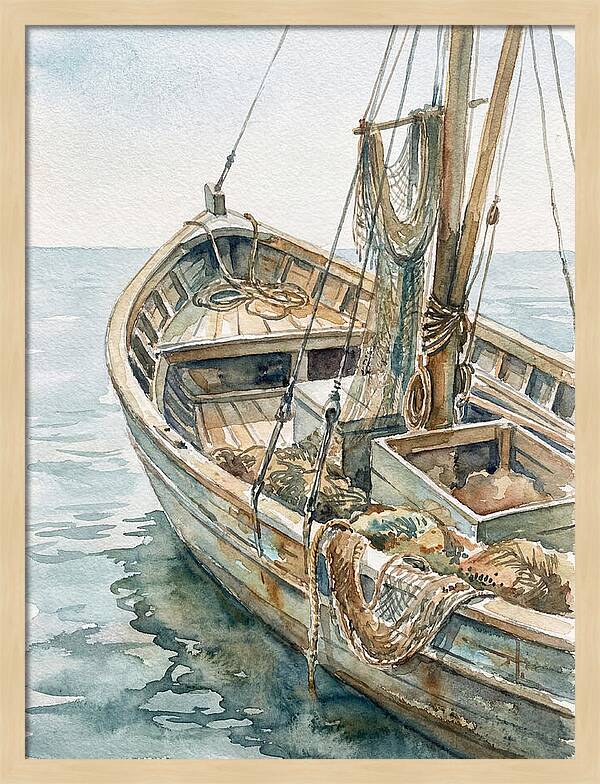 Tranquil Waterside Fishing Boat