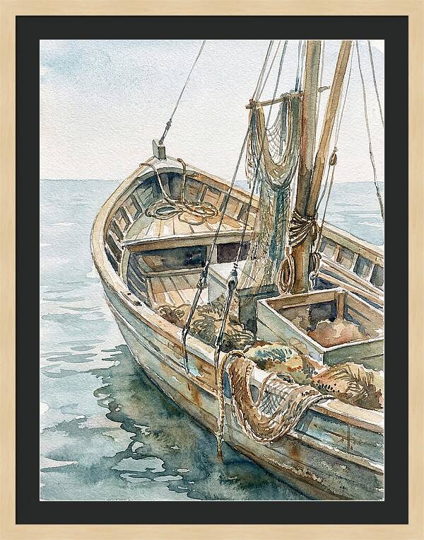 Tranquil Waterside Fishing Boat