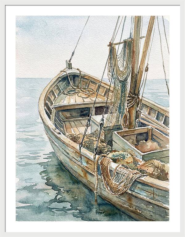 Tranquil Waterside Fishing Boat
