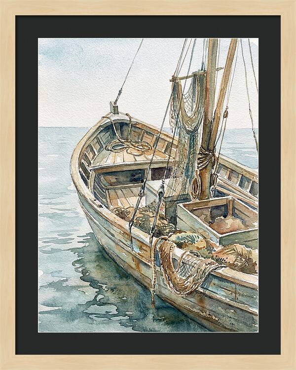 Tranquil Waterside Fishing Boat