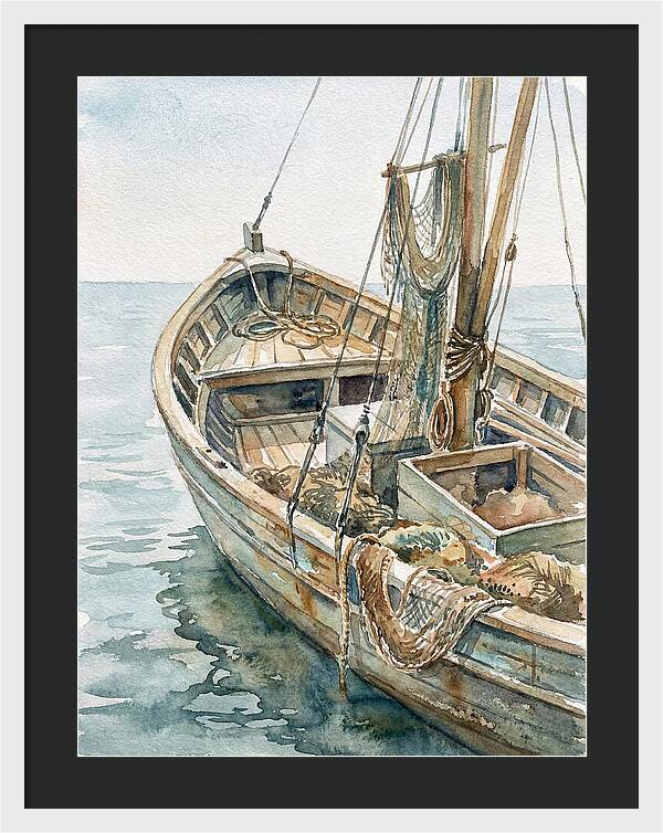 Tranquil Waterside Fishing Boat