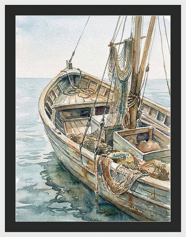 Tranquil Waterside Fishing Boat