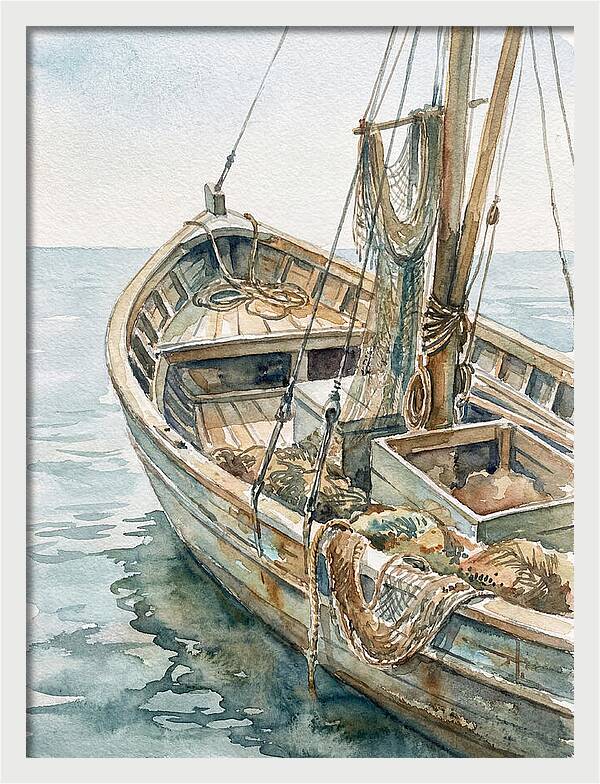 Tranquil Waterside Fishing Boat