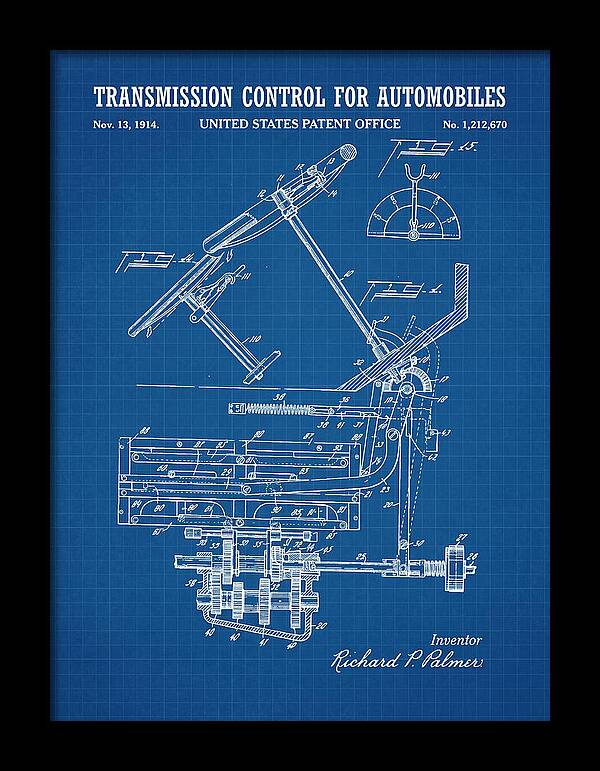 Transmission Control For Automobiles Blueprint Patent Us1212670a