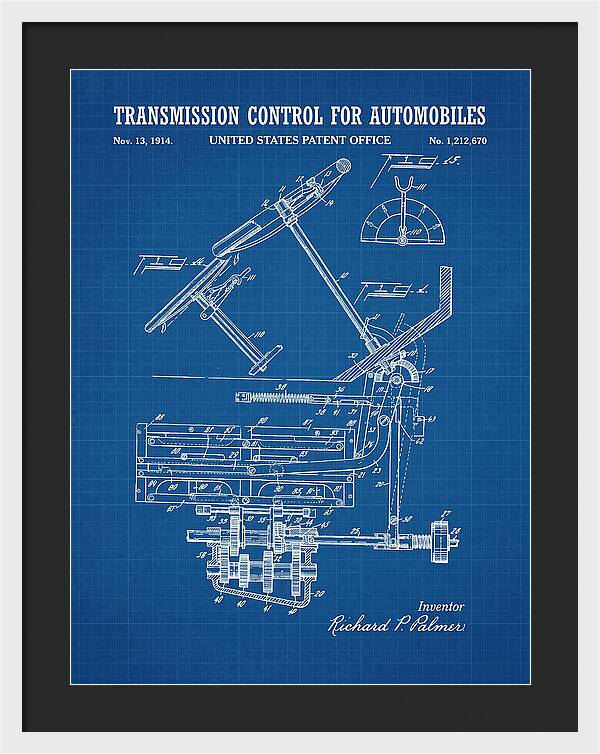 Transmission Control For Automobiles Blueprint Patent Us1212670a