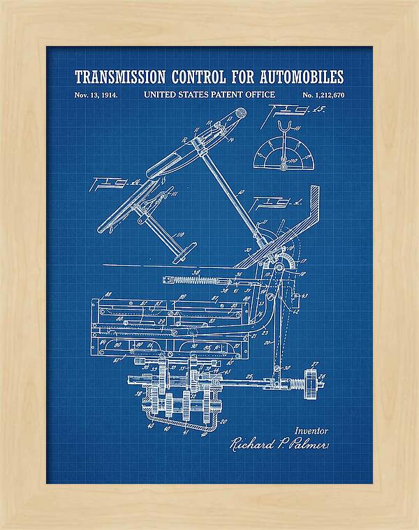 Transmission Control For Automobiles Blueprint Patent Us1212670a