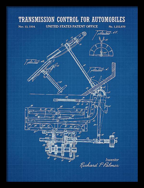 Transmission Control For Automobiles Blueprint Patent Us1212670a