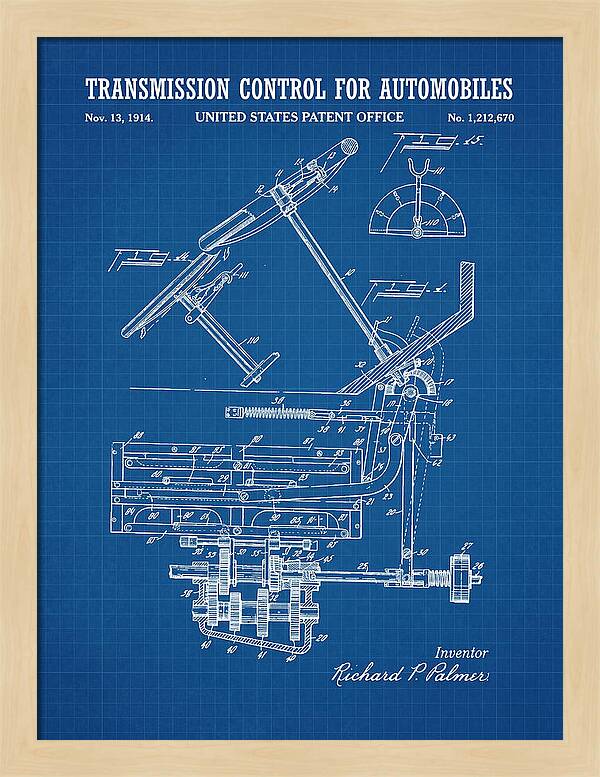 Transmission Control For Automobiles Blueprint Patent Us1212670a