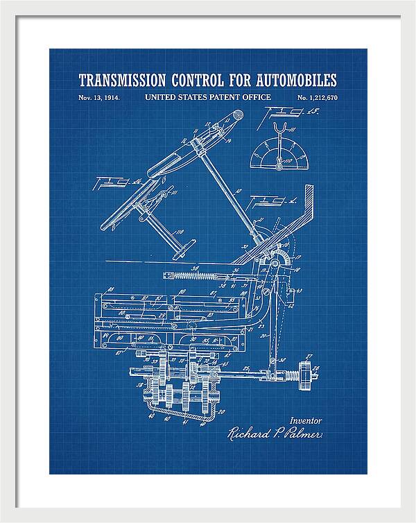 Transmission Control For Automobiles Blueprint Patent Us1212670a