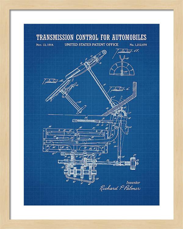 Transmission Control For Automobiles Blueprint Patent Us1212670a