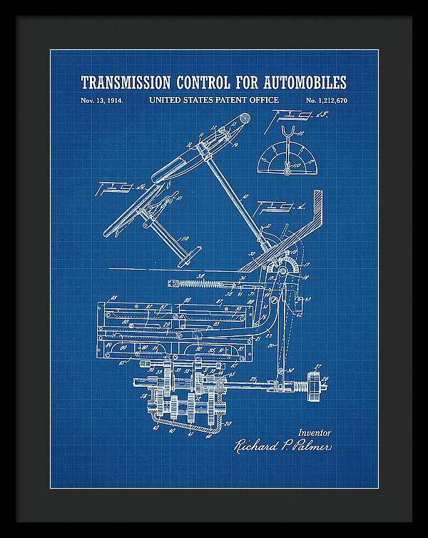 Transmission Control For Automobiles Blueprint Patent Us1212670a