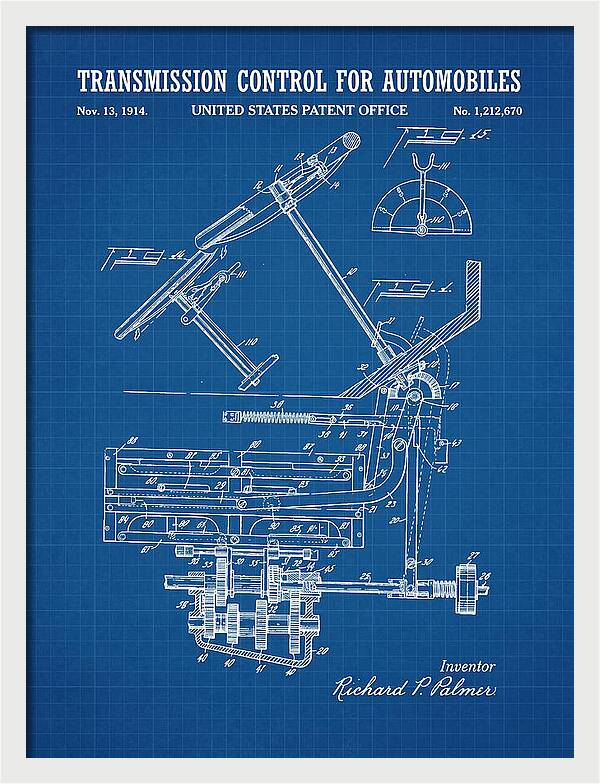 Transmission Control For Automobiles Blueprint Patent Us1212670a