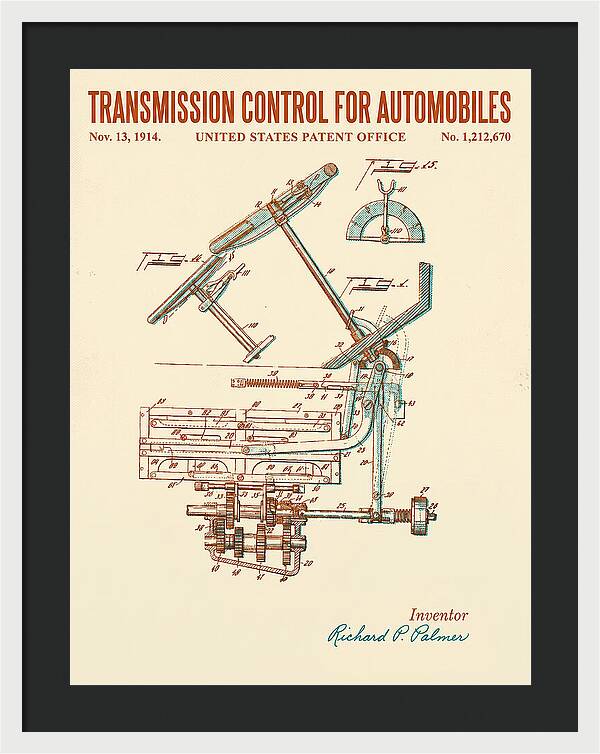 Transmission Control For Automobiles Retro Patent Us1212670a