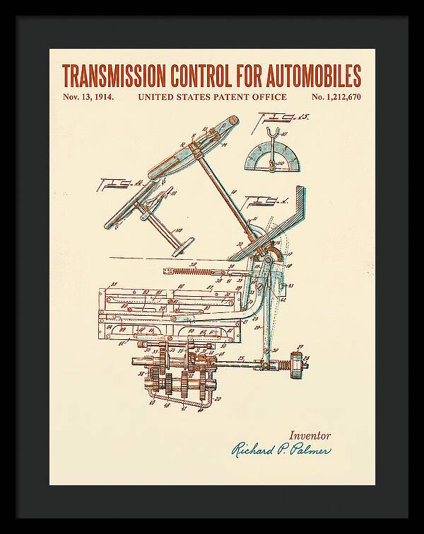 Transmission Control For Automobiles Retro Patent Us1212670a