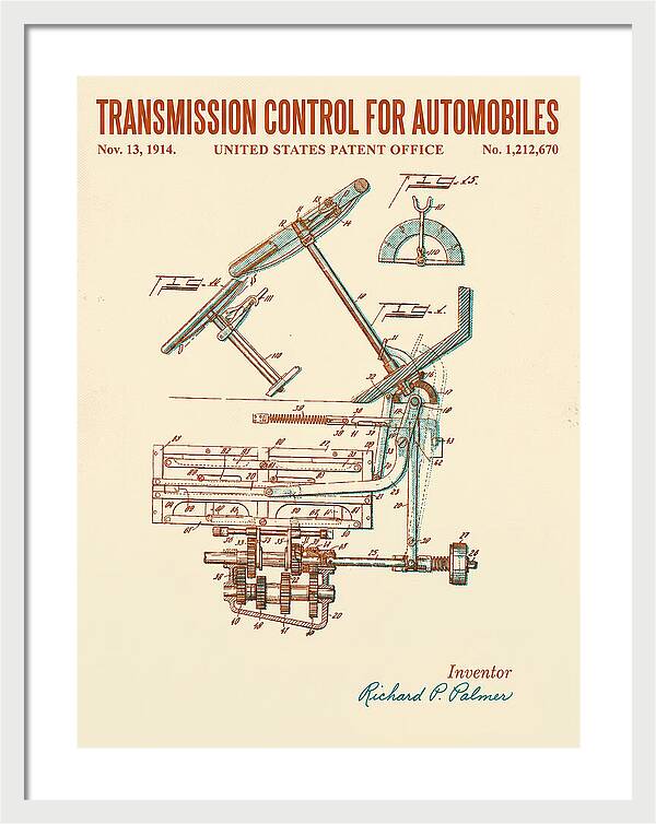 Transmission Control For Automobiles Retro Patent Us1212670a