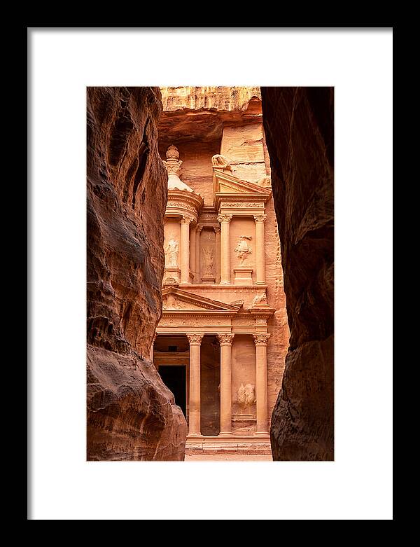 Treasury At Petra Through Siq Canyon