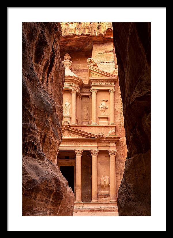 Treasury At Petra Through Siq Canyon
