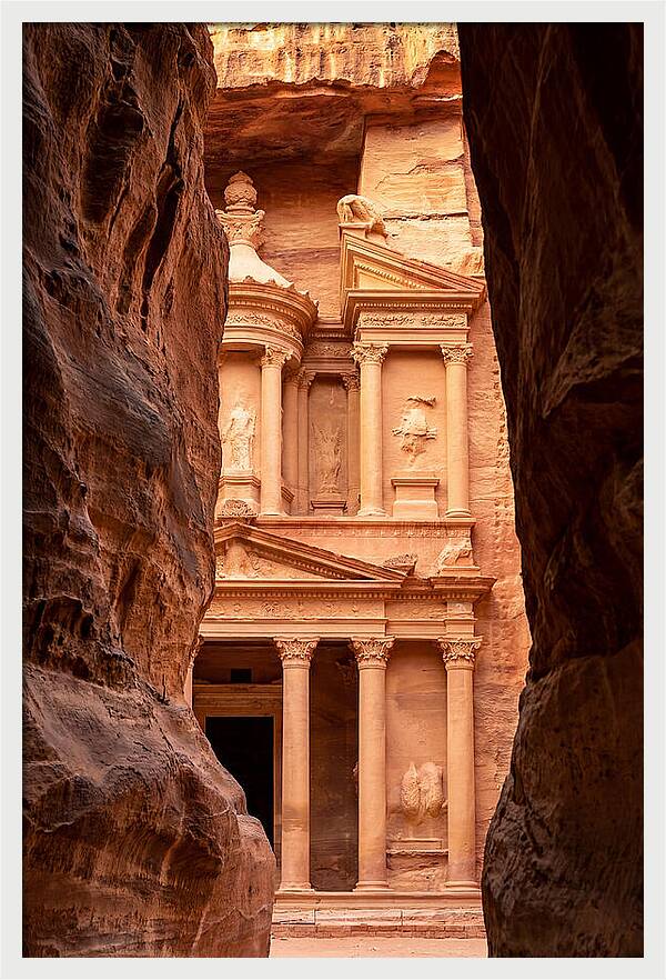 Treasury At Petra Through Siq Canyon