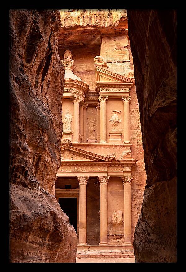 Treasury At Petra Through Siq Canyon