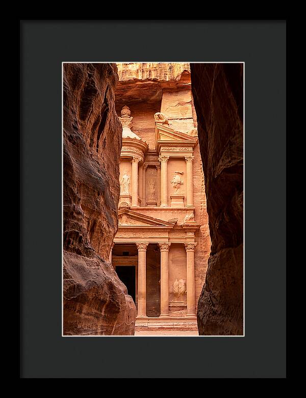 Treasury At Petra Through Siq Canyon