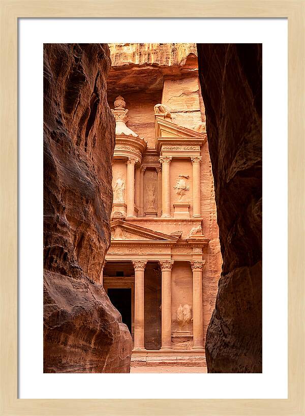 Treasury At Petra Through Siq Canyon
