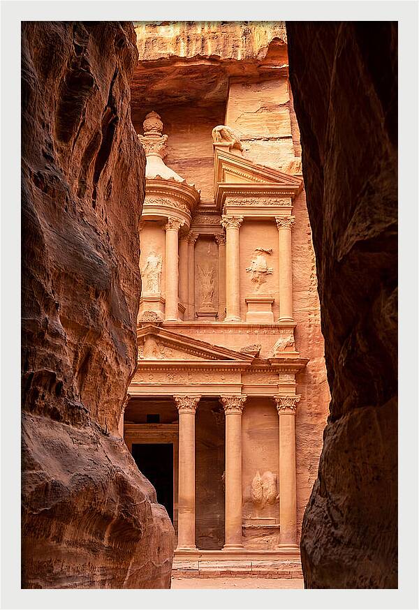 Treasury At Petra Through Siq Canyon