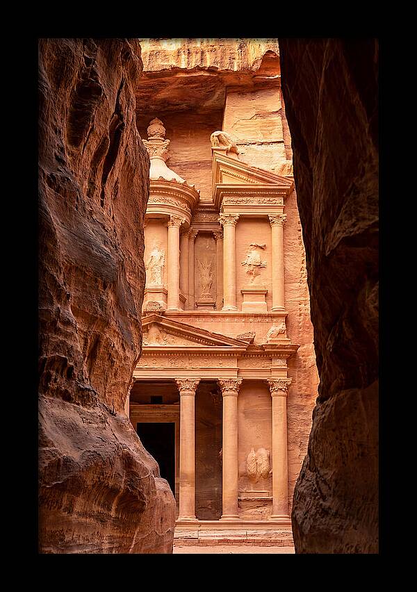 Treasury At Petra Through Siq Canyon