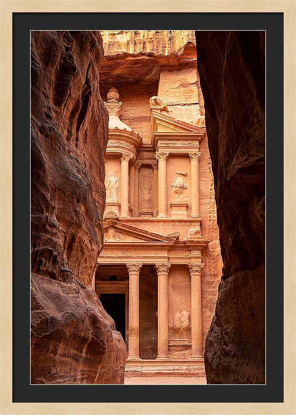 Treasury At Petra Through Siq Canyon