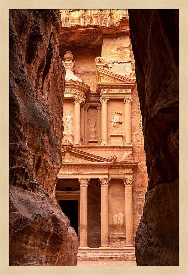 Treasury At Petra Through Siq Canyon