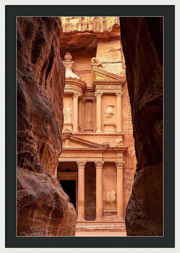 Treasury At Petra Through Siq Canyon