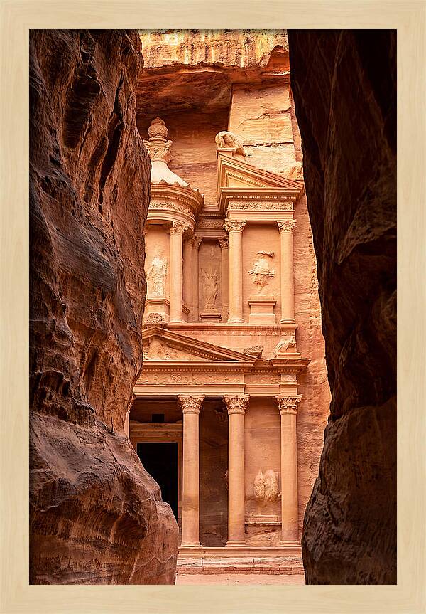 Treasury At Petra Through Siq Canyon
