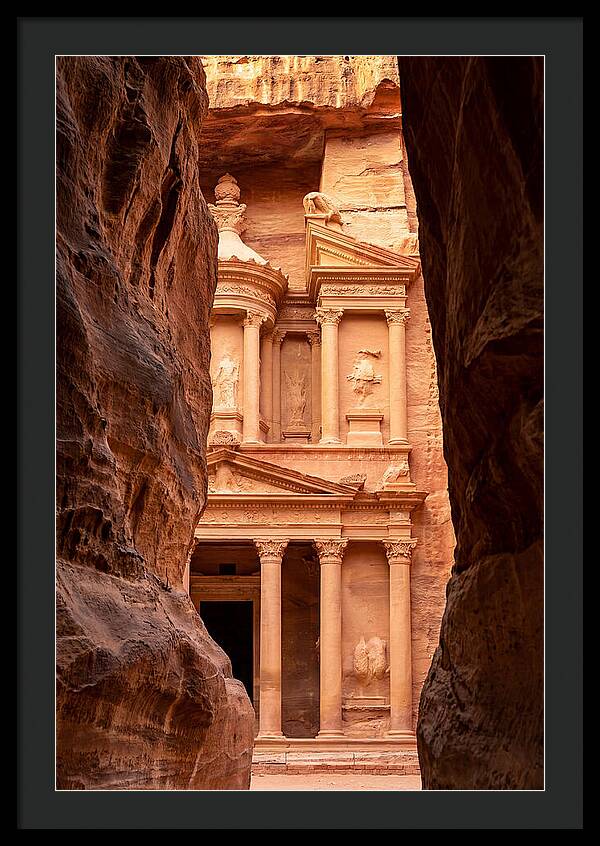 Treasury At Petra Through Siq Canyon