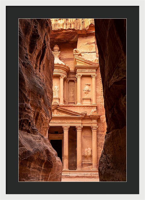 Treasury At Petra Through Siq Canyon