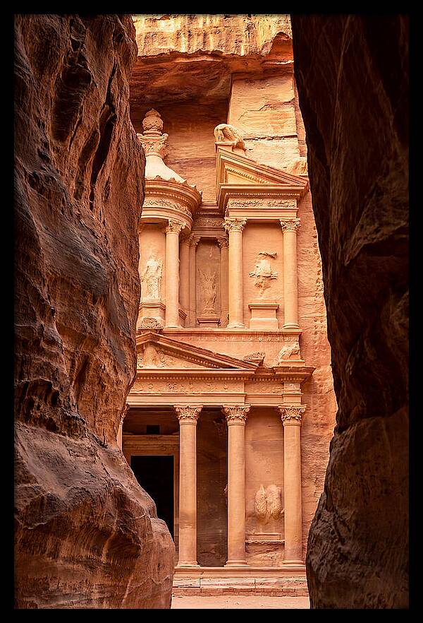 Treasury At Petra Through Siq Canyon