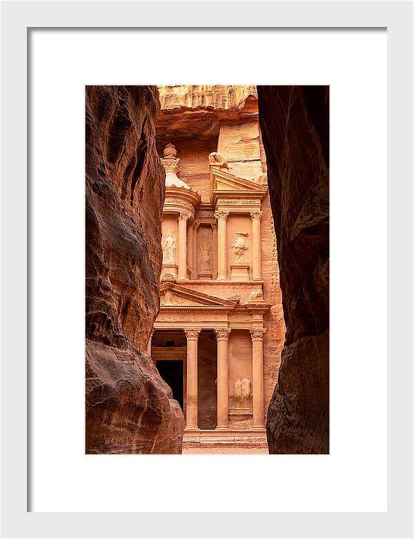 Treasury At Petra Through Siq Canyon