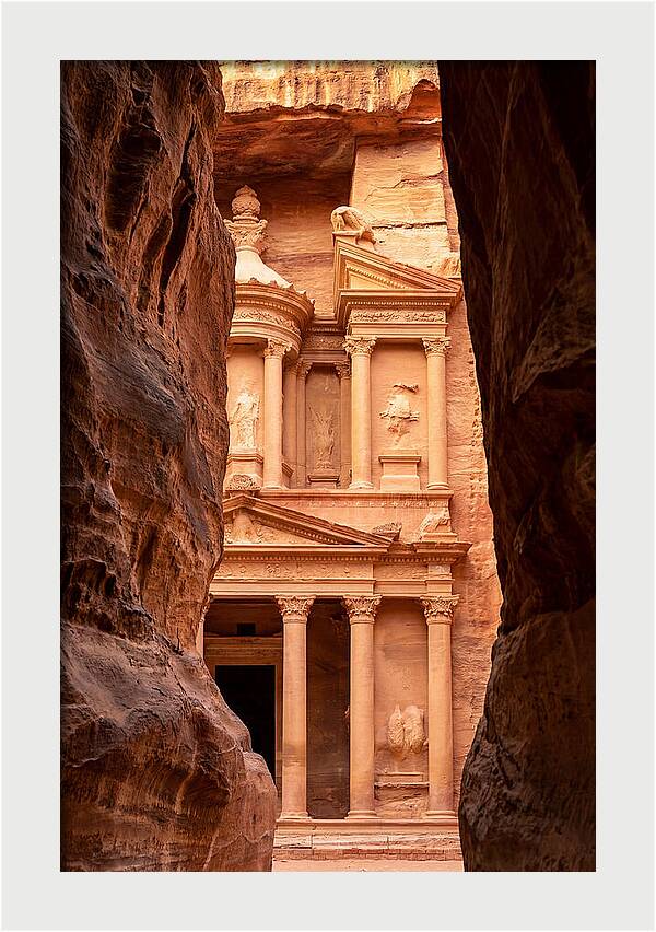 Treasury At Petra Through Siq Canyon