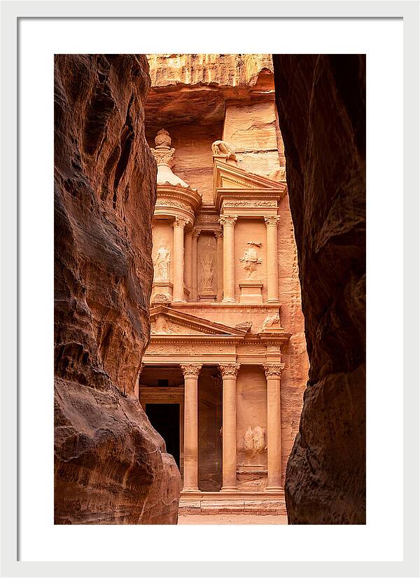Treasury At Petra Through Siq Canyon