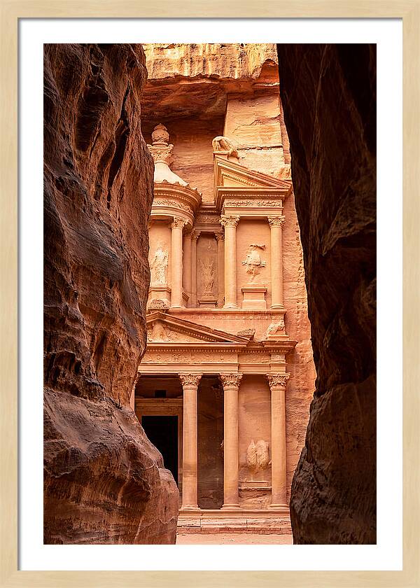 Treasury At Petra Through Siq Canyon